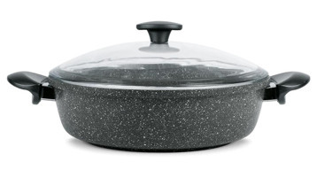 Thermoad Love Cam Kapaklı Granit 30 cm Karnıyarık Tencere