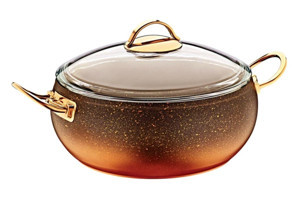 Oms Collection 3141 Cam Kapaklı Granit 26 cm Basık Tencere