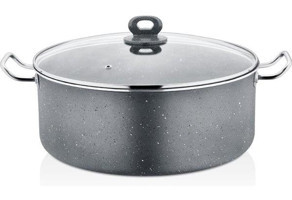 Cosiness Mega Cam Kapaklı Granit 36 cm Derin Tencere