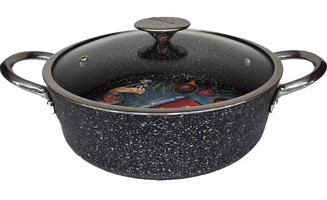 Oms Collection İndüksiyon Cam Kapaklı Granit 24 cm Karnıyarık Tencere