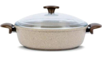 Thermoad Vizon Cam Kapaklı Granit 28 cm Basık Tencere