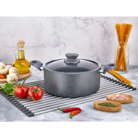 Polo Chef Fiesta Cam Kapaklı Granit 20 cm Derin Tencere