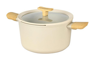 Berghoff Leo Balance Cam Kapaklı Alüminyum 24 cm Derin Tencere Krem