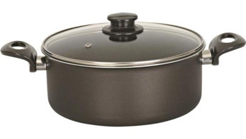 Viyalente Onyx Cam Kapaklı Granit 26 cm Derin Tencere