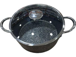 Oms Collection 3116 İndüksiyon Cam Kapaklı Granit 24 cm Derin Tencere