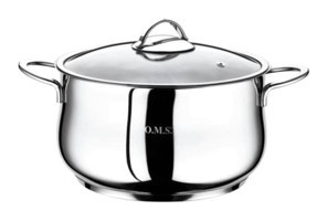 Oms Collection 2038 Cam Kapaklı Çelik 24 cm Derin Tencere