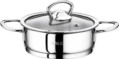 Oms Collection Cam Kapaklı Çelik 14 cm Basık Tencere