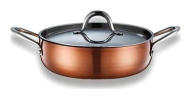 Brioni Copperfield CPF125 İndüksiyon Cam Kapaklı Paslanmaz Çelik 28 cm Basık Tencere