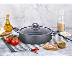 Polo Chef Fiesta Cam Kapaklı Granit 26 cm Basık Tencere