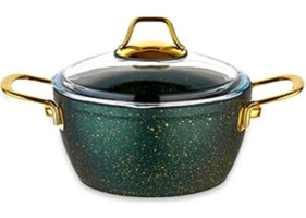 Evimsaray Zümrüt No:24 Cam Kapaklı Granit 24 cm Derin Tencere