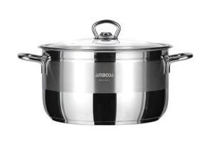 Amboss Saphire SAP 4332 Cam Kapaklı Paslanmaz Çelik 26 cm Derin Tencere