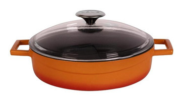 Lava Glaze Döküm 28 cm Basık Tencere Turuncu