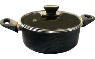Mehtap Petek Desenli Cam Kapaklı Teflon 24 cm Derin Tencere