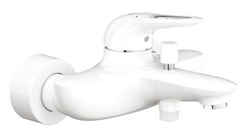 Grohe Eurostyle Krom Çift Delikli Aç Kapa Yarı Ankastre Kare Banyo Bataryası Beyaz
