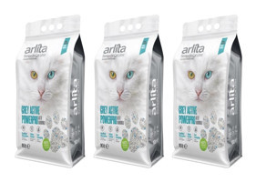Arlita Fresh Kokulu Topaklanan İnce Taneli Aktif Karbonlu Bentonit Kedi Kumu 3x10 lt