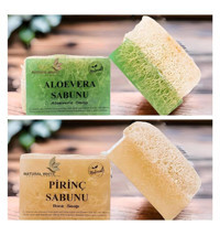 Natural White Aloe Vera-Kabak Lifli-Pirinç Katı Sabun 2x130 gr