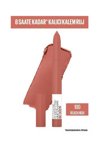 Maybelline New York Super Stay Ink Crayon No:100 Reach High Suya Dayanıklı Kalın Mat Dudak Kalemi Pembe