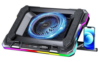 Juo Işıklı Led Display 2200 rpm Mini Tek Fanlı RGB Plastik 19 inç Gaming Laptop Soğutucu