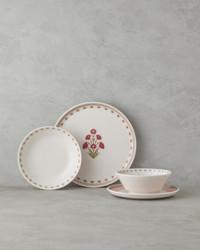 English Home Cloves 24 Parça 6 Kişilik Seramik Yemek Takımı Pembe