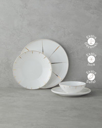 English Home Sunshine 27 Parça 6 Kişilik Bone Porselen Yemek Takımı Gold
