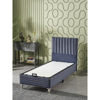 Beehanem Ezgi 90x190 cm Başlıklı Sandıklı Tek Kişilik Baza Indigo