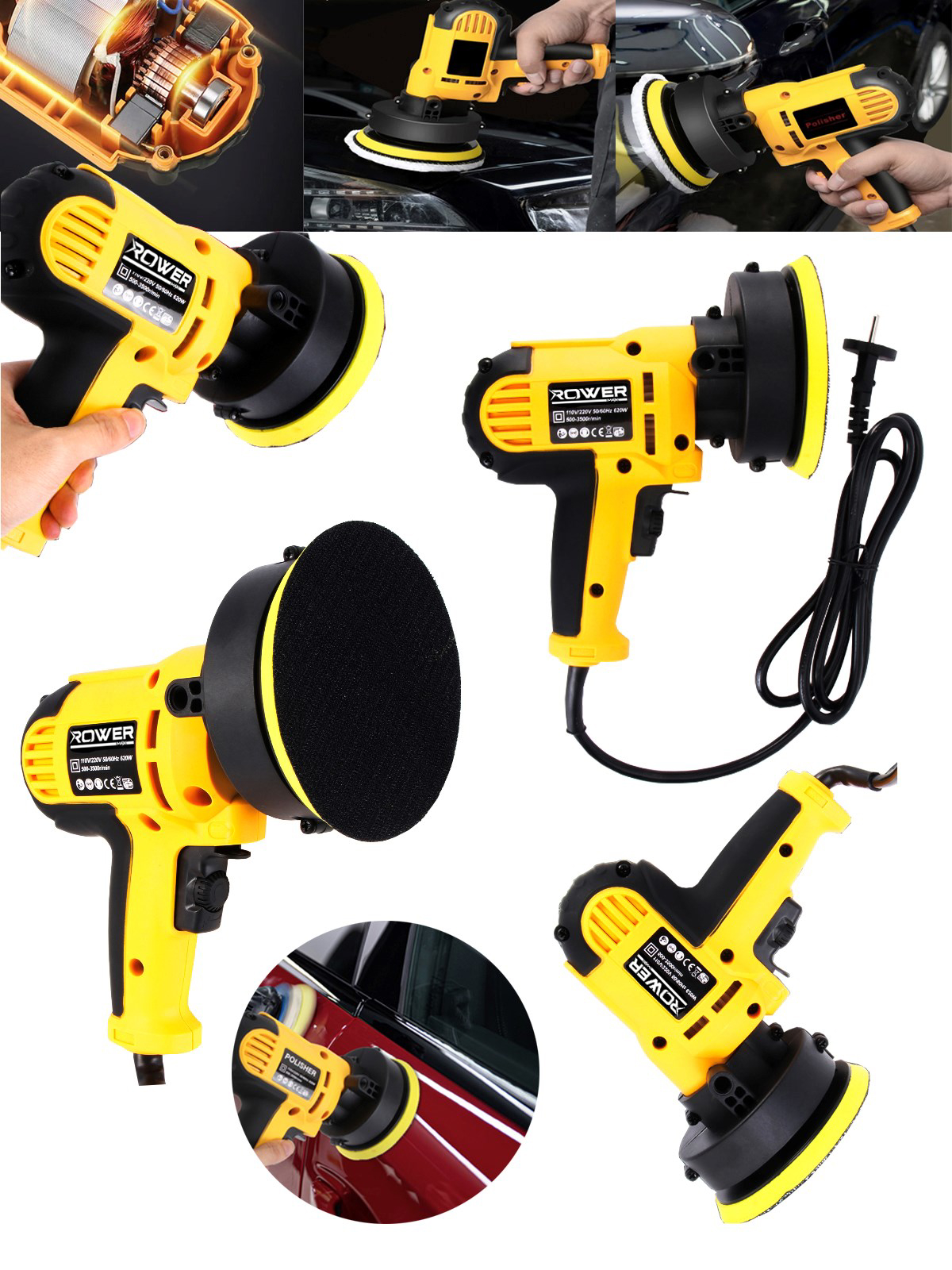 Rowermax 99558VFX 450 W 1100 devir/dk 125 mm Kablolu Pasta Cila Elektrikli Polisaj Makinesi