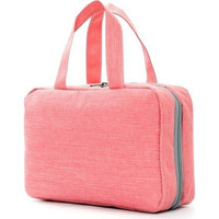 Ecolife Bölmeli Katlı Açık Pembe Düz Polyester Seyahat Makyaj Çantası