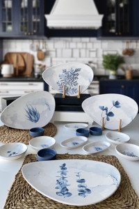 Keramika Oscar Blue Magic 15 Parça 4 Kişilik Desenli Seramik Kahvaltı Takımı