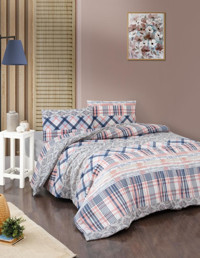 Mulberry Reyyan Pamuk 160x220 cm Lastikli Çarşaflı Desenli Tek Kişilik Nevresim Takımı Pembe