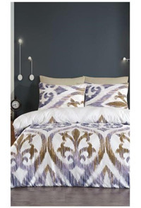 Jolly Home Arya Pamuk-Polyester 160x220 cm Çarşaflı Desenli Tek Kişilik Nevresim Takımı Mavi