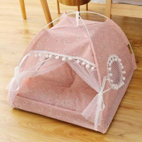 Hainan Shenda Prenses Temalı Tek Fonksiyonlu 52x52x40 cm Çadır Kedi Yatağı Pembe