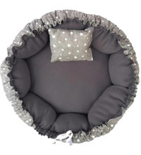 Patiderm Çift Taraflı Yıkanabilir Tek Fonksiyonlu 45x45x80x80 cm Simit Kedi Yatağı Gri