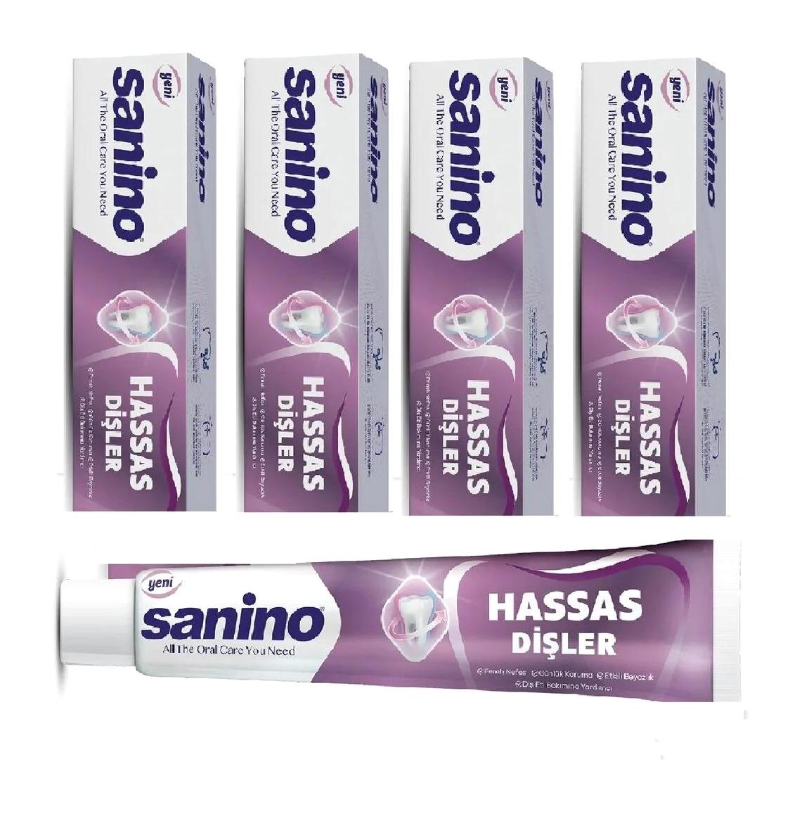 Hassas Dişler Sanino Diş Macunu 4 Adet 75 Ml -Diş Eti Problemleri YENİLENMİŞ FORMÜL
