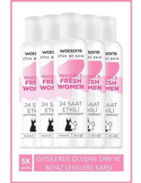 Watsons Invisible Fresh Women Ter Önleyici Antiperspirant Sprey Kadın Deodorant 5x150 ml