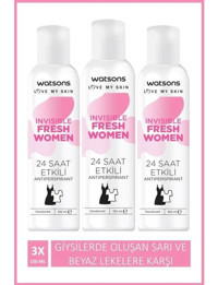 Watsons Fresh Women Pudrasız Antiperspirant Sprey Kadın Deodorant 3x150 ml