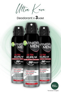 Garnier Ultra Kuru Pudrasız Ter Önleyici Antiperspirant Sprey Erkek Deodorant 3x150 ml