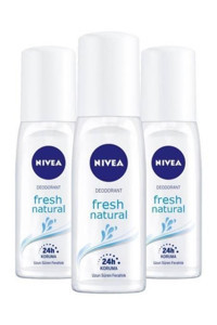 Nivea Fresh Natural Pudrasız Ter Önleyici Sprey Kadın Deodorant 3x75 ml