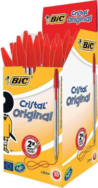 Bic Cristal Original Plastik Tek Renkli 1.0 mm Kırmızı 50'li Tükenmez Kalem Seti