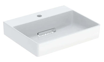 Geberit One Klasik Tekli 50 cm Seramik Tezgah Üstü Dikdörtgen Lavabo Beyaz