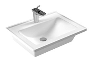 Serel 3001Txs110H Klasik Tekli 46 cm Seramik Tezgah Üstü Dikdörtgen Lavabo Beyaz