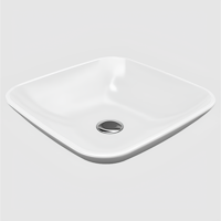 Bien Harmony Klasik Tekli 43 cm Seramik Tezgah Üstü Kare Lavabo Beyaz