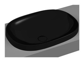Vitra Frame Dekoratif Tekli 56 cm Seramik Tezgah Üstü Oval Lavabo Mat Siyah