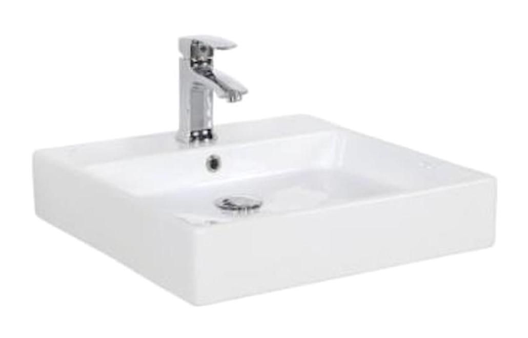 Creavit Next Nx255 Klasik Tekli 50 cm Seramik Tezgah Üstü Kare Lavabo Beyaz