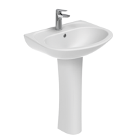 Creavit Pitta Klasik Tekli 55 cm Seramik Seramik Ayaklı Dikdörtgen Lavabo Beyaz