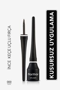 Flormar Pigmentli Ince Suya Dayanıklı Mat Pastel Siyah İnce Uçlu Keçe Likit Eyeliner