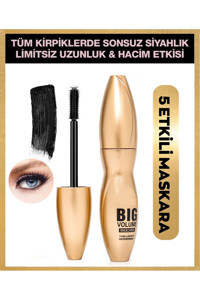 Rowenarose Big Volume Hacim Veren-Uzunluk Veren Lifting Etkili Suya Dayanıklı Siyah Maskara