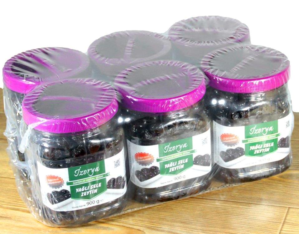İzorya Classic Az Tuzlu Sele Salamura Çizik Siyah Zeytin Cam 6x900 gr