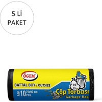 Ögem Battal Boy 75x90 cm Çöp Poşeti 50 Adet Siyah