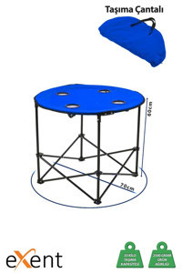 Exent 70 cm Çantalı Yuvarlak Kumaş Mavi Kamp Maması