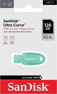 Sandisk Ultra Curve USB 3.2 USB Type A 128 GB Flash Belek Mint Yeşili